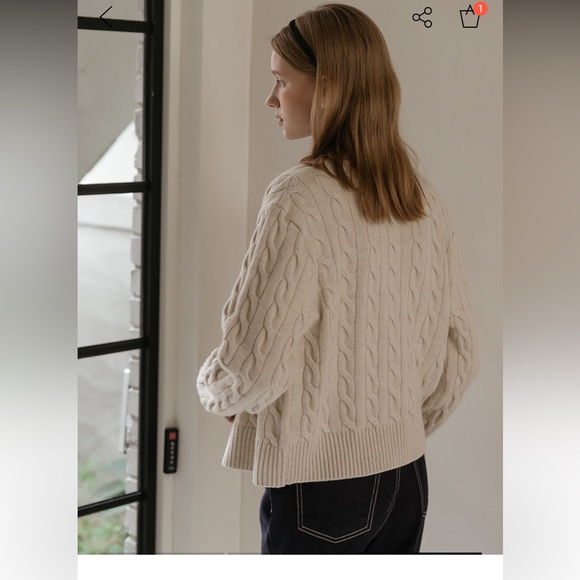 TILLIDIE WCONCEPT Nina Cashmere Cardigan (Cream) one size - Picture 3 of 9